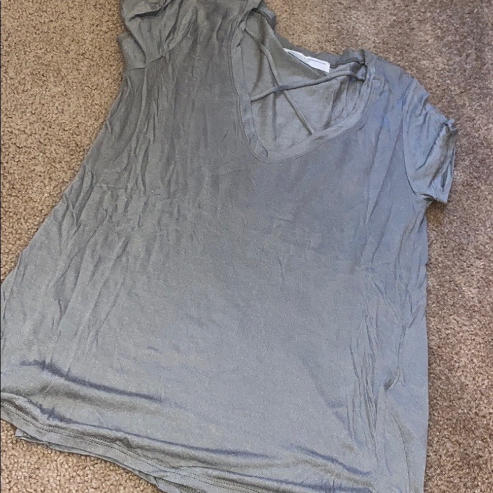 Army Green Criss Cross T Shirt